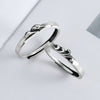 Retro Geometric Adjustable Couple Ring In S925 Sterling Silver With Brushed Finish Opening Band Jewelry