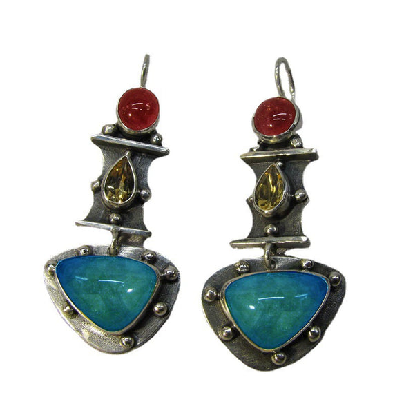 Retro Geometric Alloy Earrings For Women With Electroplating Treatment