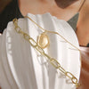 Retro Geometric Alloy Oval Pendant Double Layer Necklace For Women Electroplated O Chain Fashion Jewelry