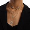 Retro Geometric Alloy Plating Inlay Turquoise Women'S Layered Necklaces