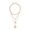 Retro Geometric Alloy Plating Inlay Turquoise Women'S Layered Necklaces