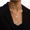 Retro Geometric Alloy Plating Inlay Turquoise Women'S Layered Necklaces