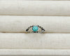 Retro Geometric Alloy Ring Set With Turquoise Inlays Carved Patterns And Polished Electroplated Finish For Unisex Fashion Accessories