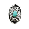 Retro Geometric Alloy Ring Set With Turquoise Inlays Carved Patterns And Polished Electroplated Finish For Unisex Fashion Accessories