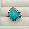 Retro Geometric Alloy Ring Set With Turquoise Inlays Carved Patterns And Polished Electroplated Finish For Unisex Fashion Accessories