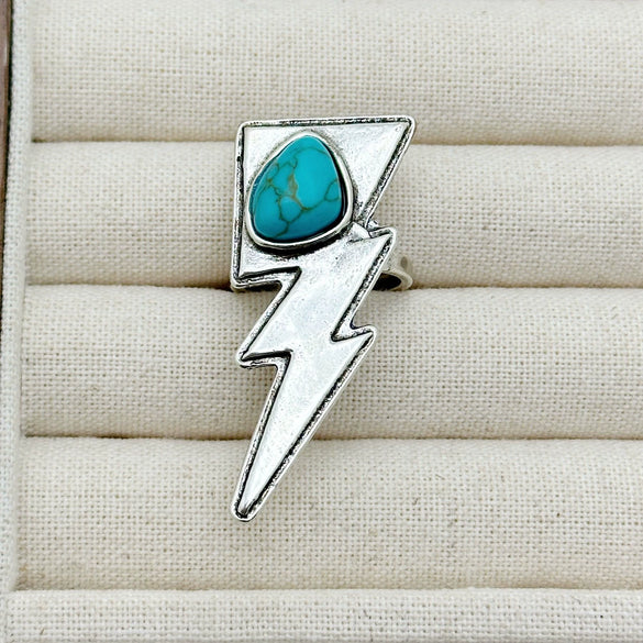 Retro Geometric Alloy Ring Set With Turquoise Inlays Carved Patterns And Polished Electroplated Finish For Unisex Fashion Accessories