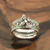 Retro Geometric Bee Shaped Ring With Sapphire Blue Diamond Detail Electroplated Alloy Jewelry For Women And Men