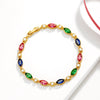 Retro Geometric Copper Alloy Bracelet For Women Fashion Hand Jewelry With Imitation Ruby Accent