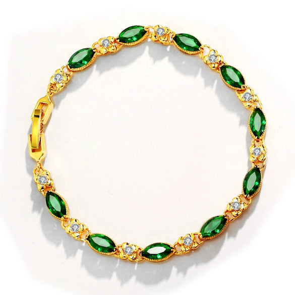 Retro Geometric Copper Alloy Bracelet For Women Fashion Hand Jewelry With Imitation Ruby Accent