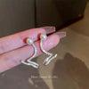 Retro Geometric Copper Inlay Artificial Pearls Zircon Ear Studs 1 Pair