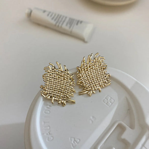 Retro Geometric Copper Inlay Artificial Pearls Zircon Ear Studs 1 Pair