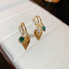 Retro Geometric Copper Inlay Artificial Pearls Zircon Ear Studs 1 Pair
