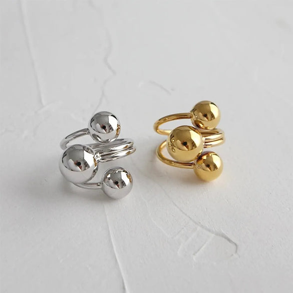 Retro Geometric Copper Plating Open Rings