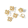 Retro Geometric Cross Pattern Electroplated Stainless Steel Earrings And Ring Set With Pearl Accents For Women