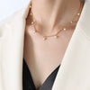 Retro Geometric Freshwater Pearl Necklace For Women In Titanium Steel With Gold Electroplated Simple Natural Style