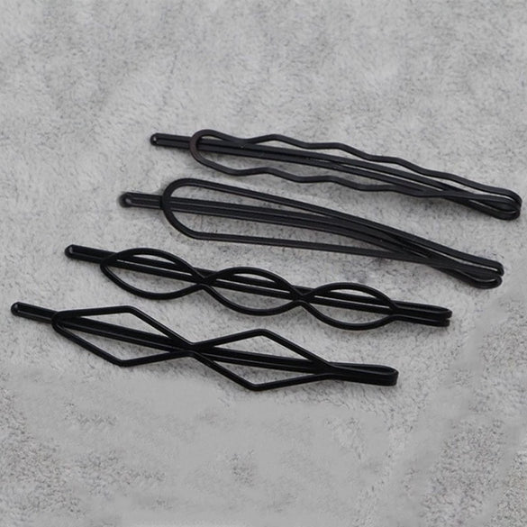 Retro Geometric Gold Tone Alloy Side Hair Clips Electroplated Simple Bangs Hairpins Versatile Women's Hair Accessories Set