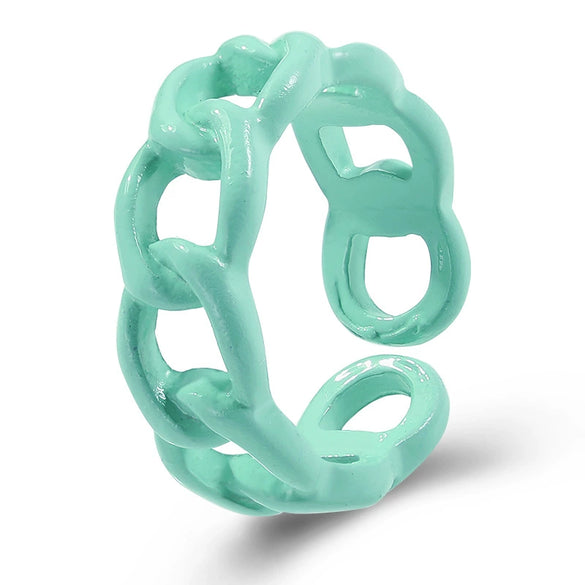 Retro Geometric Hollow Alloy Ring With Baked Enamel Finish Fashion Index Finger Ring For Women And Men