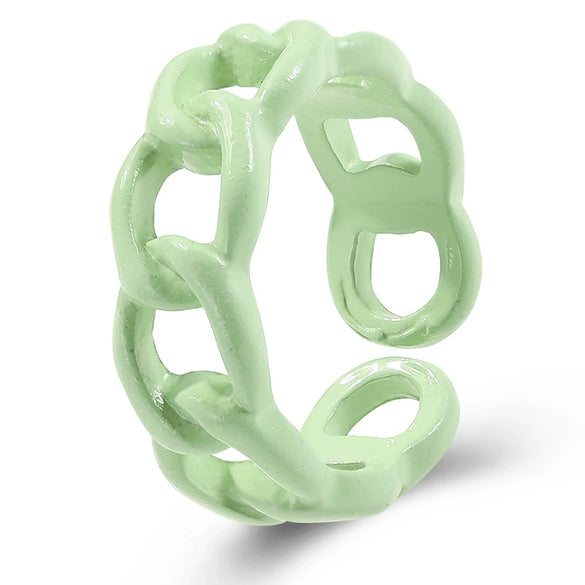 Retro Geometric Hollow Alloy Ring With Baked Enamel Finish Fashion Index Finger Ring For Women And Men