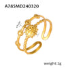 Retro Geometric Hollow Stitching 316L Stainless Steel Gold Plated Finger Ring