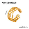 Retro Geometric Hollow Stitching 316L Stainless Steel Gold Plated Finger Ring