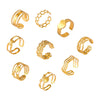 Retro Geometric Hollow Stitching 316L Stainless Steel Gold Plated Finger Ring