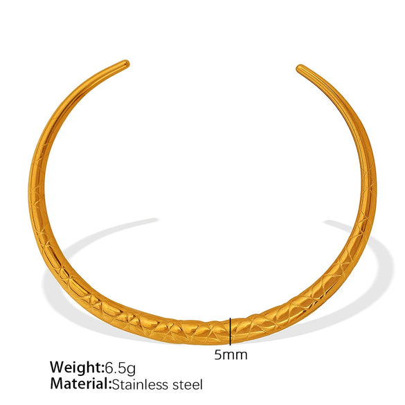 Retro Geometric Hollow Striped 316L Stainless Steel Bracelet Polished And Electroplated