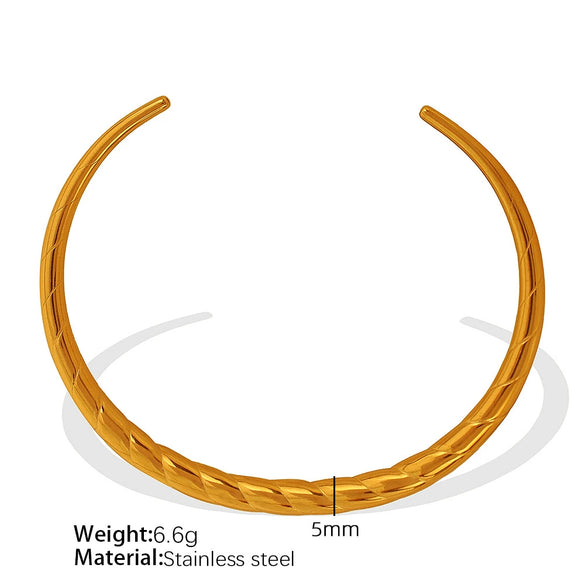 Retro Geometric Hollow Striped 316L Stainless Steel Bracelet Polished And Electroplated