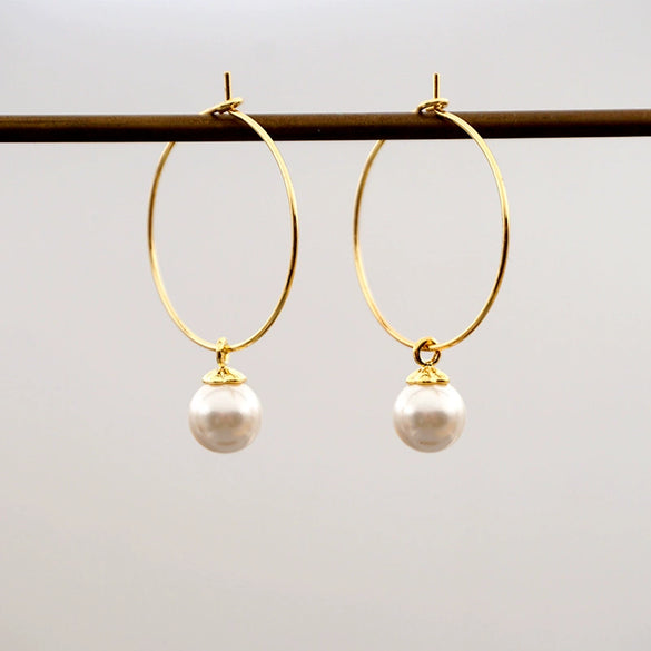 Retro Geometric Imitation Pearl Handmade Women's Earrings