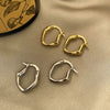 Retro Geometric Irregular Silver Plated Earrings Simple Metallic Fan Shape Jewelry