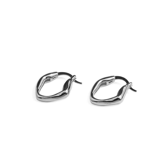 Retro Geometric Irregular Silver Plated Earrings Simple Metallic Fan Shape Jewelry