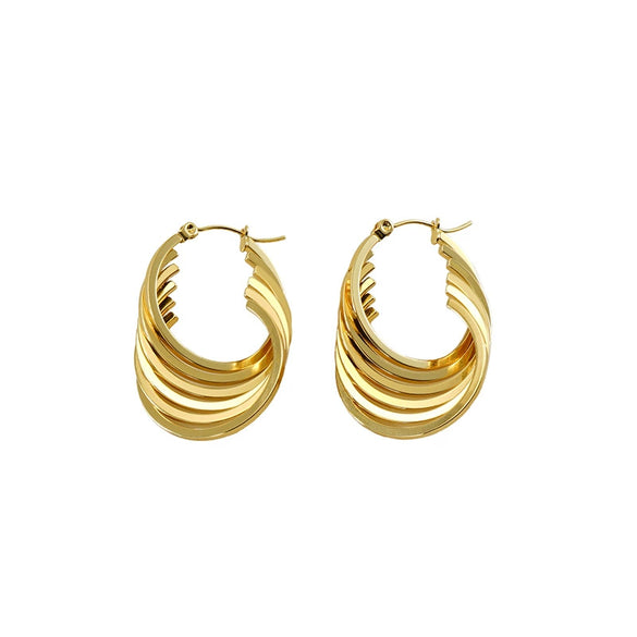 Retro Geometric Irregular 316L Stainless Steel And Titanium Steel Earrings With Electroplating And 18K Gold Plated Rhombus Pattern