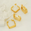 Retro Geometric Irregular 316L Stainless Steel And Titanium Steel Earrings With Electroplating And 18K Gold Plated Rhombus Pattern