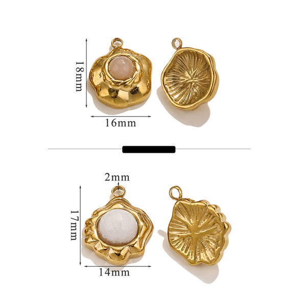 Retro Geometric Jewelry Accessories Titanium Steel And Stainless Steel With Natural Stone Flower Shape Electroplated 18K Gold