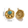 Retro Geometric Jewelry Accessories Titanium Steel And Stainless Steel With Natural Stone Flower Shape Electroplated 18K Gold