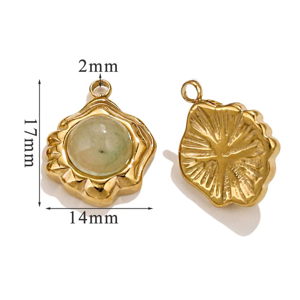 Retro Geometric Jewelry Accessories Titanium Steel And Stainless Steel With Natural Stone Flower Shape Electroplated 18K Gold