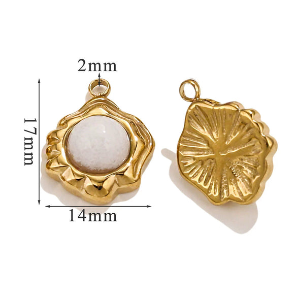Retro Geometric Jewelry Accessories Titanium Steel And Stainless Steel With Natural Stone Flower Shape Electroplated 18K Gold