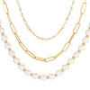 Retro Geometric Lock Imitation Pearl Alloy Inlay Rhinestones Women'S Layered Necklaces 1 Piece