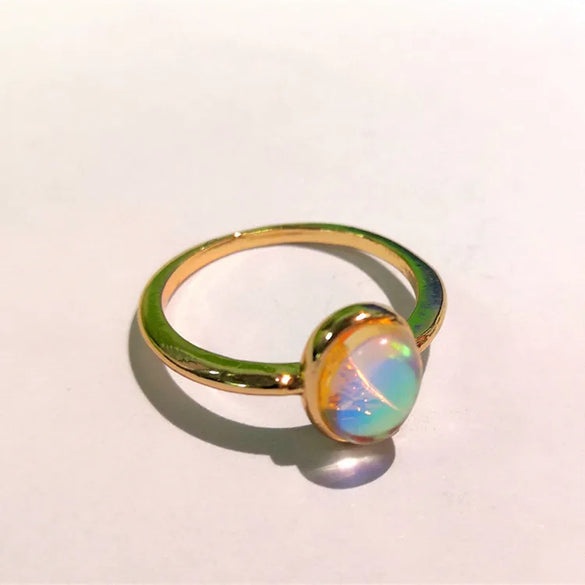 Retro Geometric Metal Plating Inlay Moonstone Men'S Rings