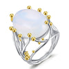 Retro Geometric Metal Plating Inlay Moonstone Men'S Rings