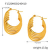 Retro Geometric Multilayer Stacked Style Stitching 316L Stainless Steel Goldplated Earrings