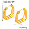 Retro Geometric Multilayer Stacked Style Stitching 316L Stainless Steel Goldplated Earrings