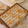 Retro Geometric Multilayer Stacked Style Stitching 316L Stainless Steel Goldplated Earrings