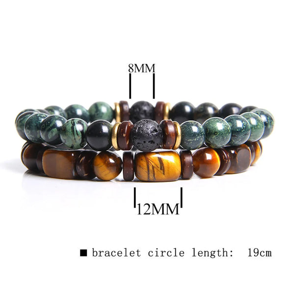 Retro Geometric Natural Stone Tiger Eye Men'S Bracelets