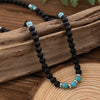 Retro Geometric Natural Stone Turquoise Beaded Men'S Necklace