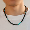 Retro Geometric Natural Stone Turquoise Beaded Men'S Necklace