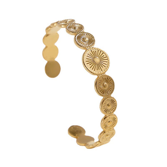 Retro Geometric Opening Titanium Steel Bracelet For Women With Electroplating Treatment