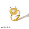 Retro Geometric Oval Zircon Titanium Steel 18K Electroplated Fashion Stud Earrings Ring Suit