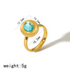 Retro Geometric Oval Zircon Titanium Steel 18K Electroplated Fashion Stud Earrings Ring Suit