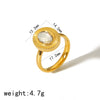 Retro Geometric Oval Zircon Titanium Steel 18K Electroplated Fashion Stud Earrings Ring Suit