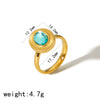 Retro Geometric Oval Zircon Titanium Steel 18K Electroplated Fashion Stud Earrings Ring Suit